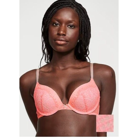 Dream Angels Lace Push-Up Bra & 2 Thong Panties 34C / S - Picture 1 of 4